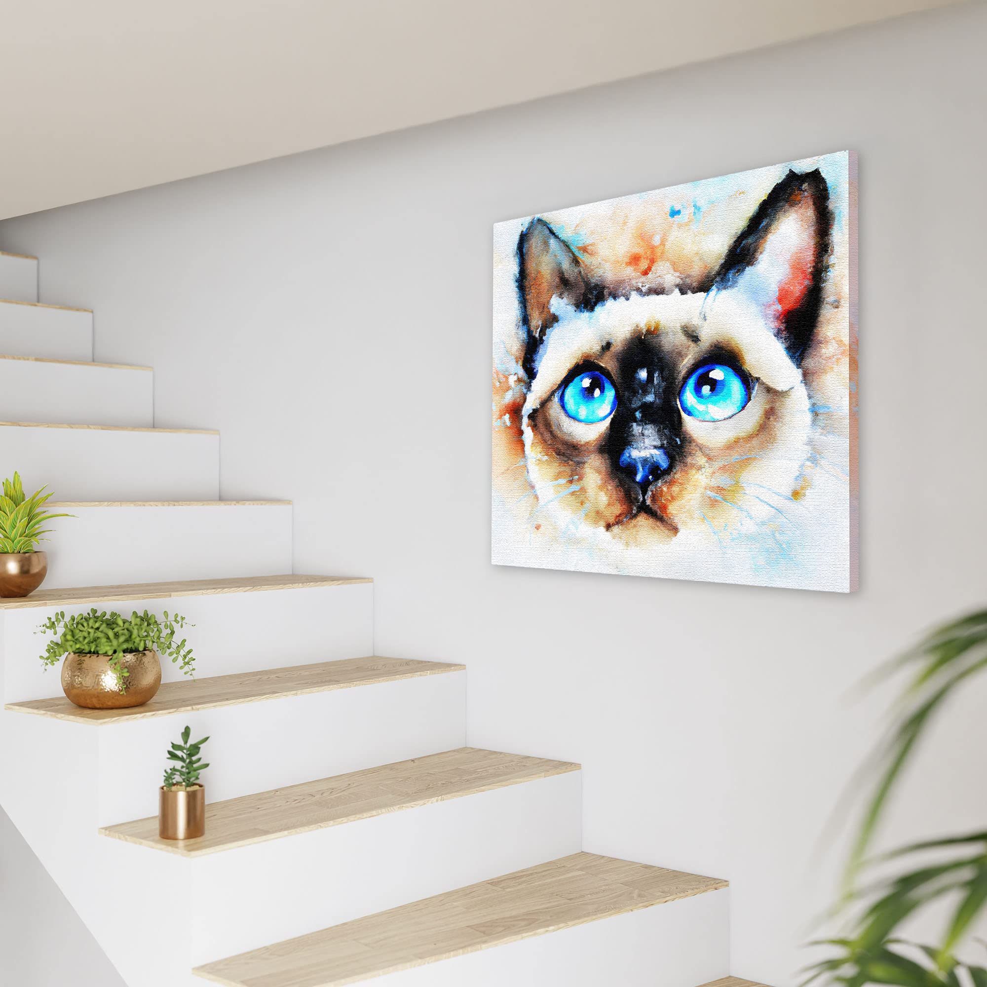 Amazon.co.jp: シャム猫 キャンバスウォールアート 美しい青い目